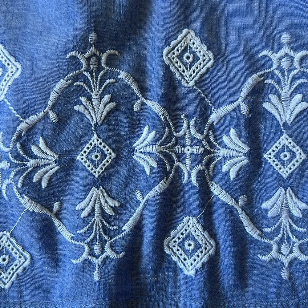 LOFT Embroidered Boho Ruffle Sleeved Top - Picture 7 of 10
